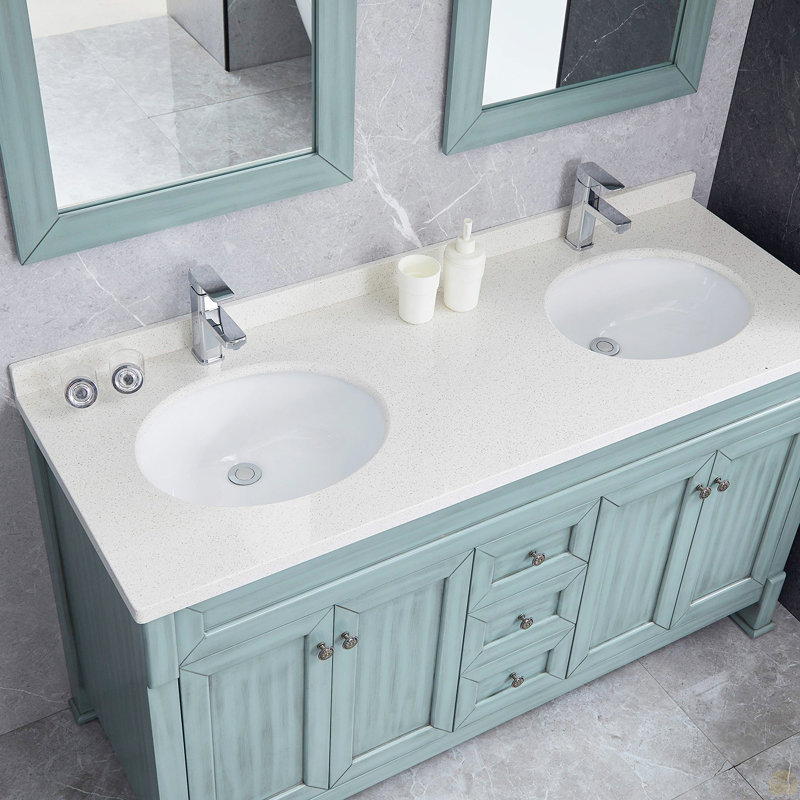 Lavabo de salle de bain ovale encastré avec trop-plein