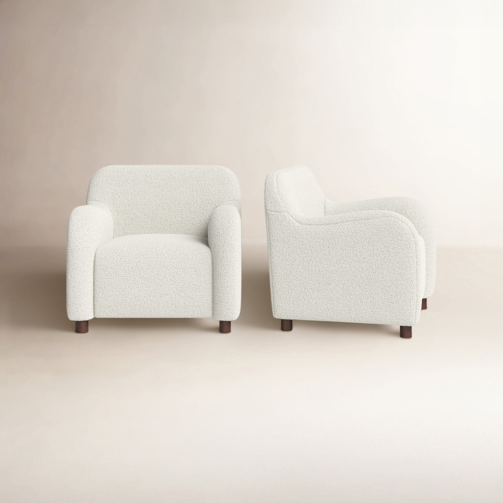 Boucle Accent Armchair, Ivory