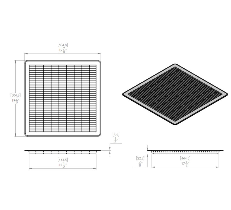 Retour de plancher blanc épais, H 0,875 po x L 18 po x l 18 po