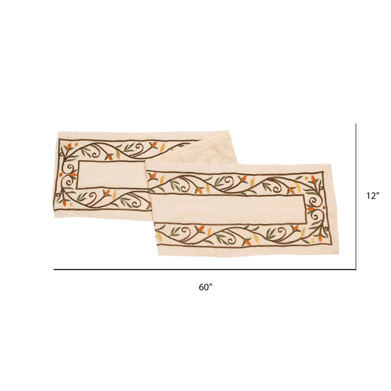 Yeriel Harvest Border Christmas Textile Collection, 60" L x 12" W, Beige