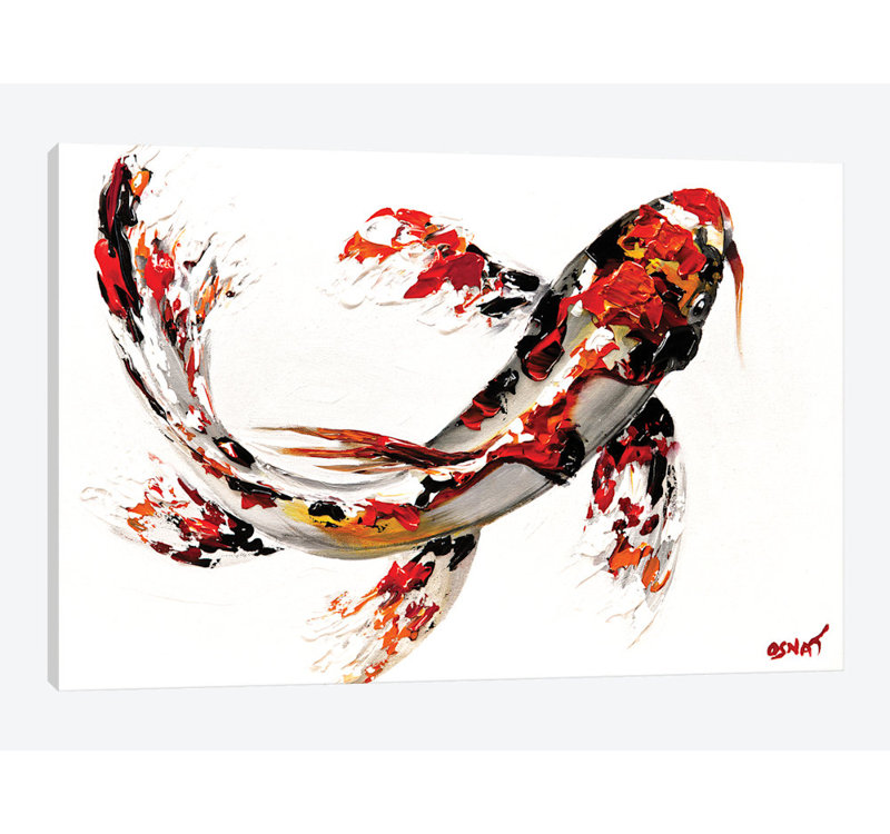 «Swiger Koi Fish», reproduction sur toile, H 18 po x l 26 po x P 1,5 po, Toile tendue, Pas de tapis