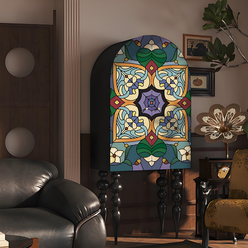 Armoire de rangement en bois massif style français, Noir