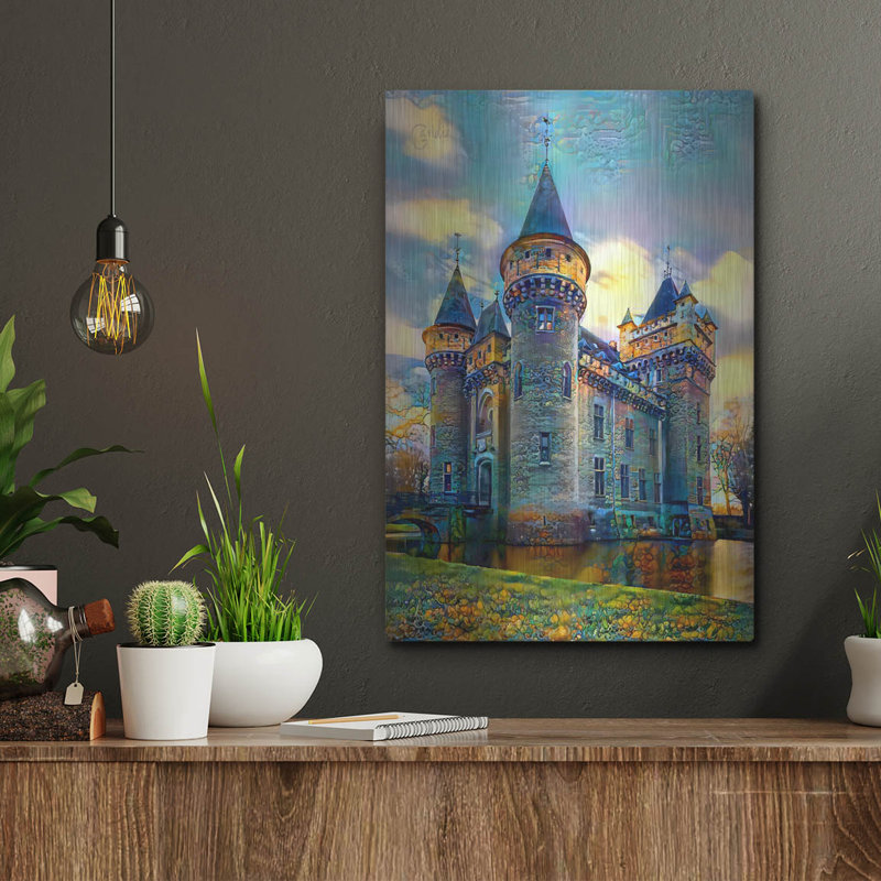  «Belgique Anvers Zellaer Castle» par Pierre Gavidia, art mural en métal, 12 po x 16 po, H 16 po x l 12 po