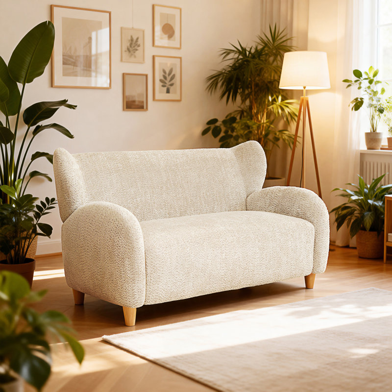 Causeuse avec dossier courbé Nordic Chair, Camel Fabric