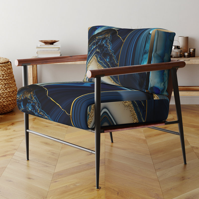 Crillon - Fauteuil d'appoint rembourré en marbre, Noir, noir, noir, noir