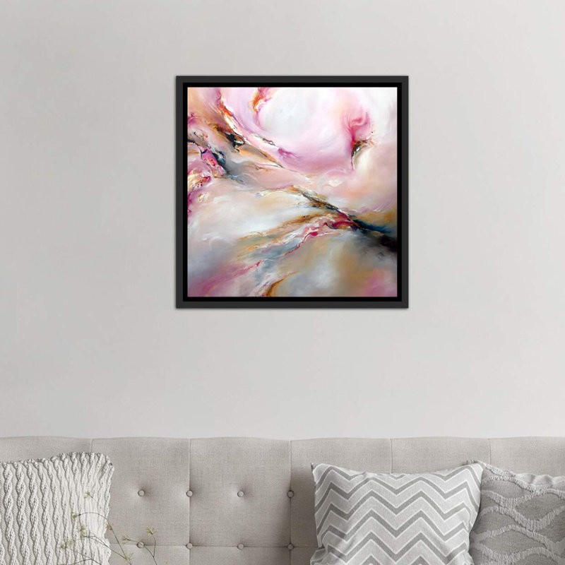 «Pink Haze» par J.A Art - reproduction, Toile avec cadre noir, H 18 po x l 18 po x 1,5 po