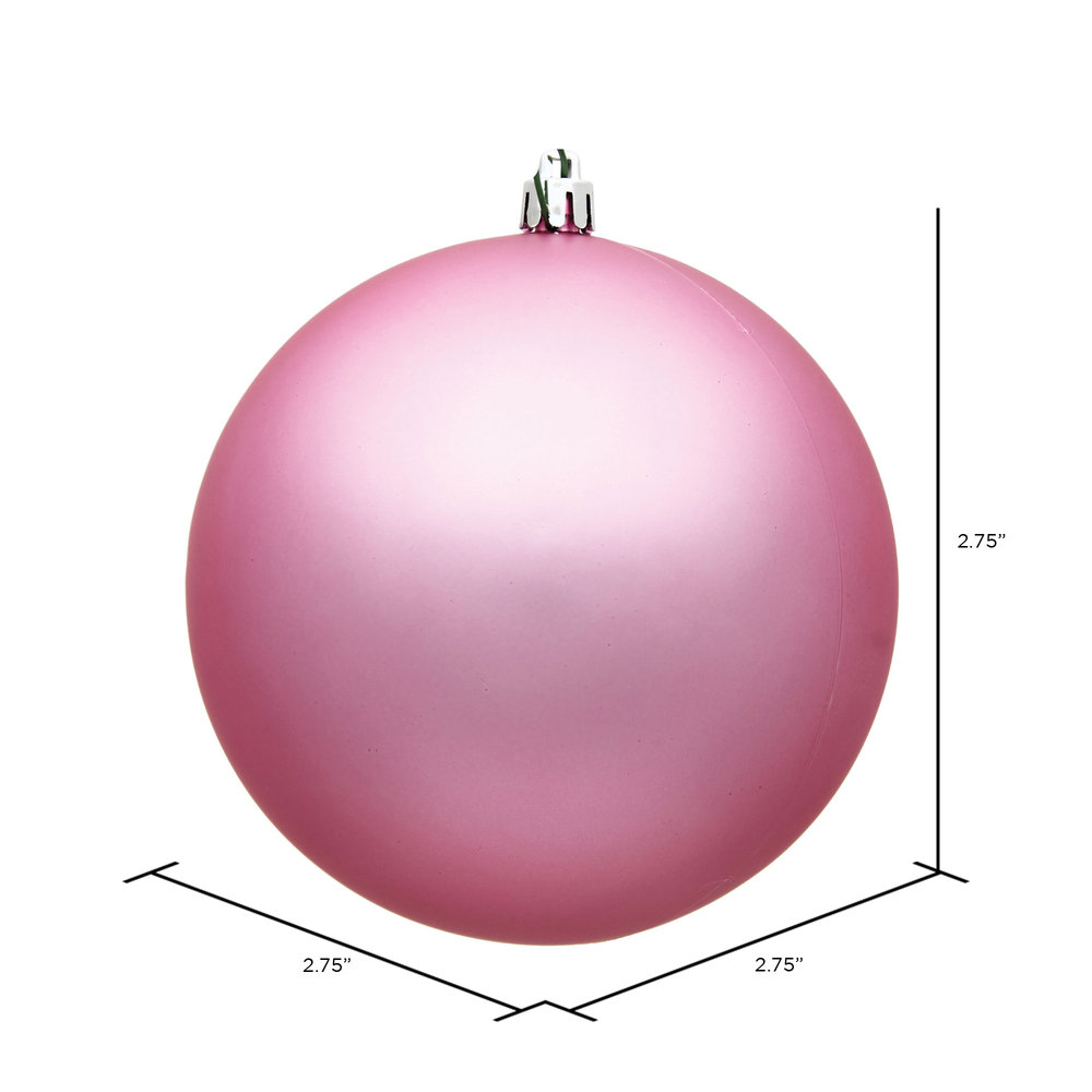 Shatterproof Bauble, 2.75" H x 2.75" W x 2.75" D, Matte Pink
