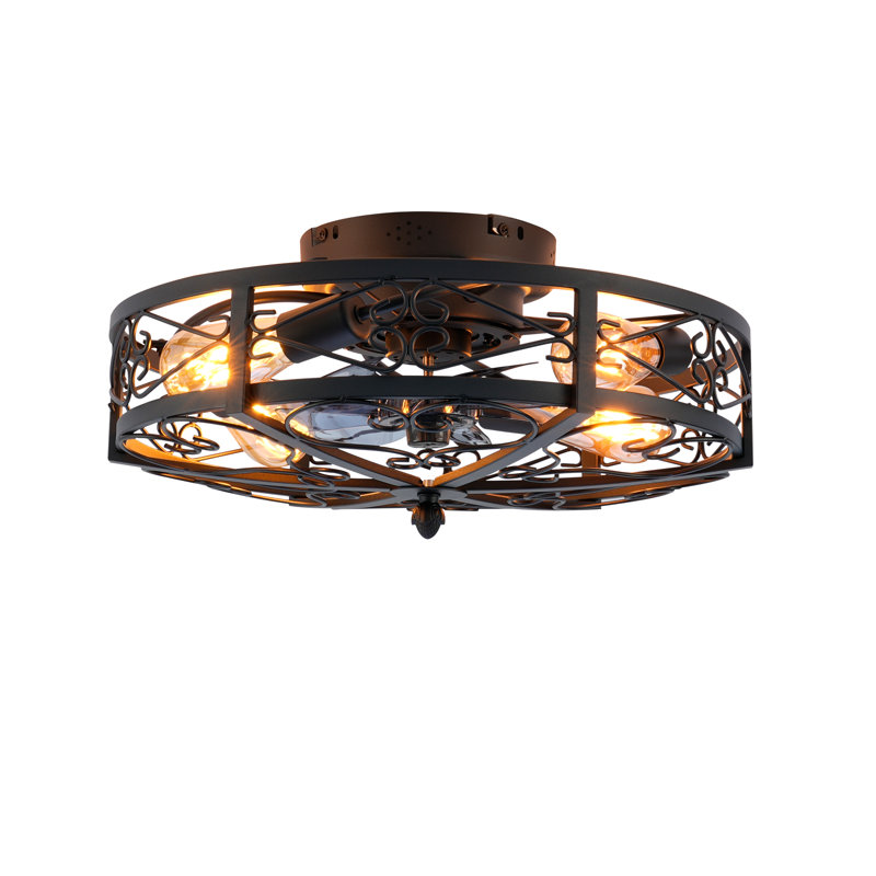 Ventilateur de plafond à moteur réversible à 6 vitesses avec télécommande et fonction minuterie. Ampoule vendue séparément.