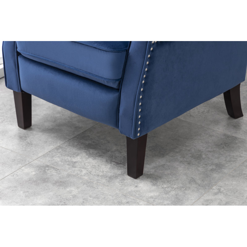 Coss 70cm Wide Velvet Wing Chair Recliner, Blue