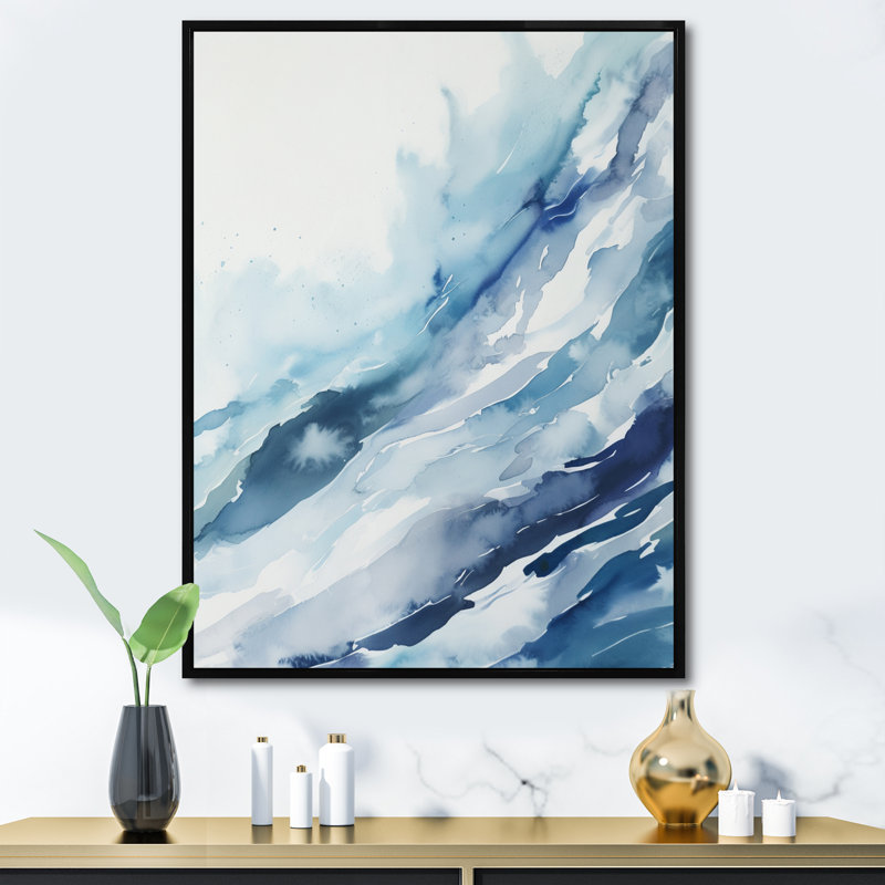 Bleu tourbillon III sur toile, H 20 po x l 12 po x P 1 po, Cadre flottant noir