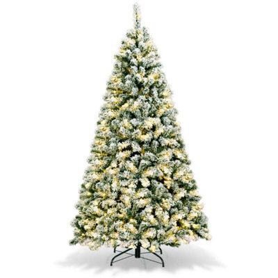 6 Feet Pre-Lit Premium Snow Flocked Hinged Artificial Christmas Tree -  The Holiday Aisle®, 2DCA387C6EA74EEEA10B152CB6024E51