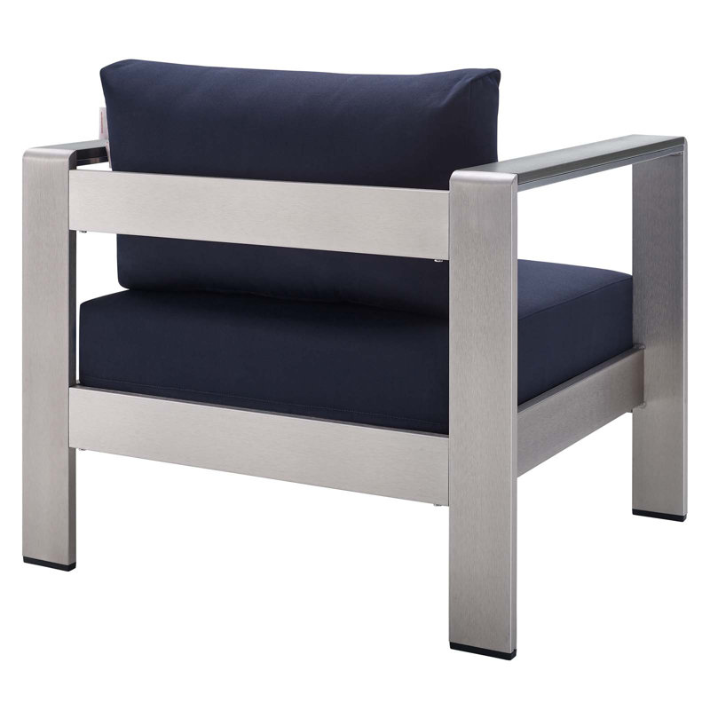 Ensemble de patio extérieur en aluminium 4 pièces Shore Sunbrella, Sunbrella® bleu marine