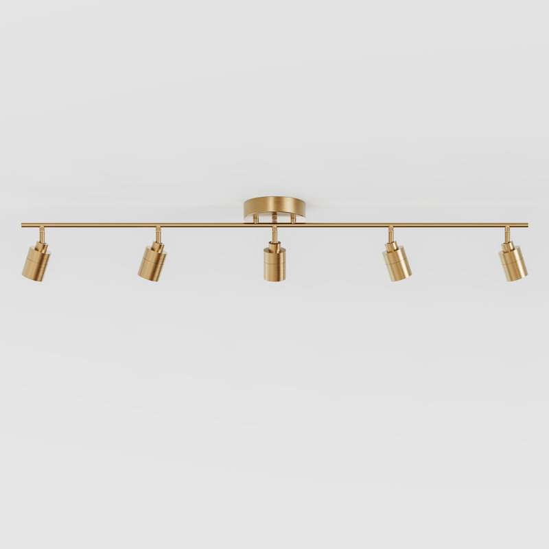 Shura 5-Light Integrated LED Track Light with Rotatable Heads, 4 ft. Track Lighting Kit, 3000k, 2450 Lumen, Brass