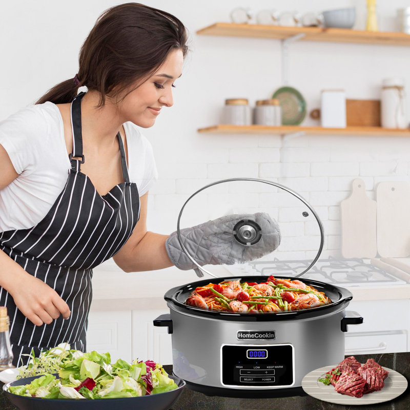 HomeCookin Programmable Slow Cooker 8QT Stainless Silver, Stainless Silver, 8 Qt
