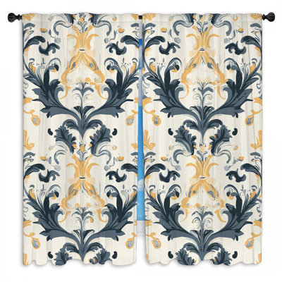 Rideaux de fenêtre à motif baroque - 2 panneaux