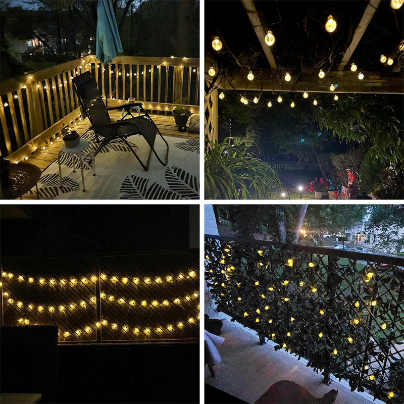 64FT Warm White LED Solar Globe String Lights for Outdoor Christmas
