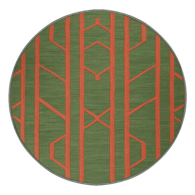 Machine Washable Trellis Green Area Rug