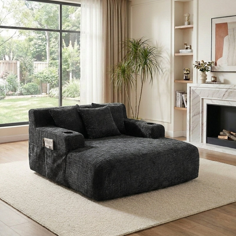 Canapé-lit Chenille, Black