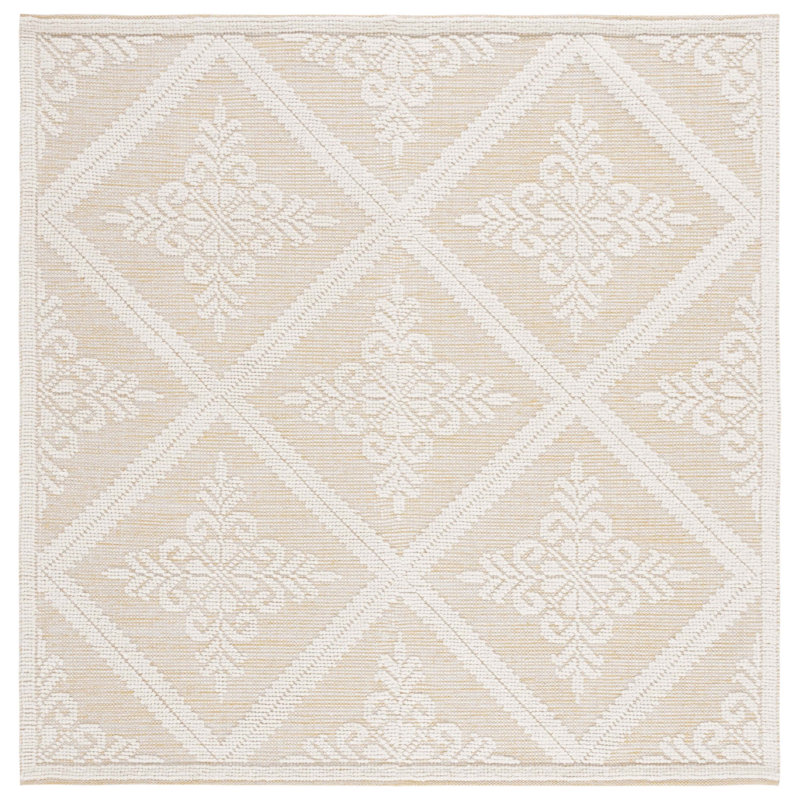 Vermont Hand Woven Wool Damask Rug, Square 6'