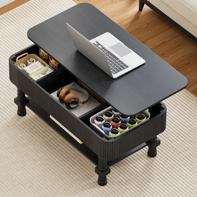Table basse à plateau relevable Farmhouse, Noir