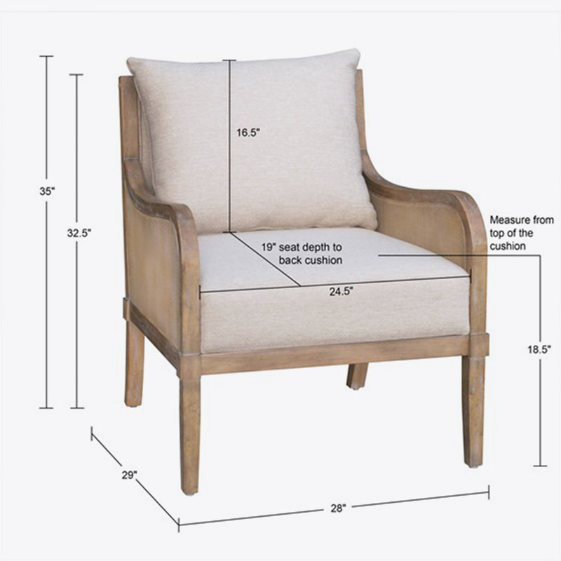 Cane Accent Chair with Removable Back Cushion