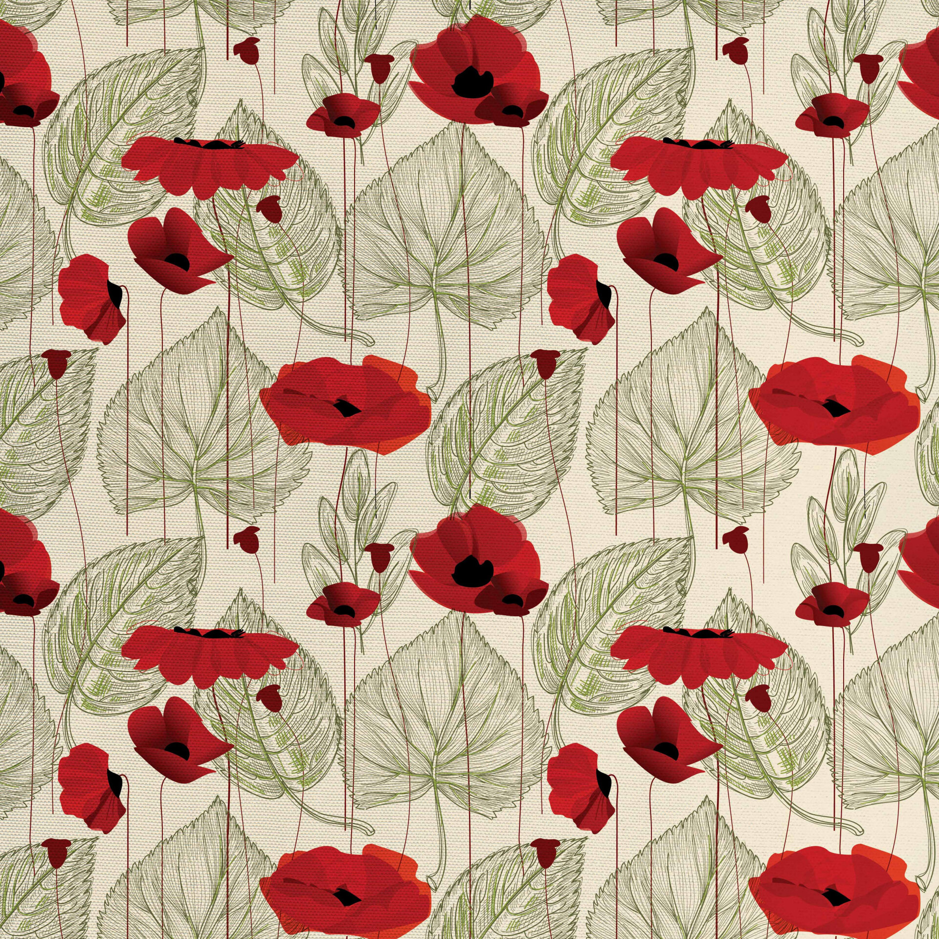 Feelyou Poppy Flowers Upholstery Fabric by The Yard, Red Floral Botanical  Reupholstery Fabric for Chairs, Rustic Garden Theme Decorative Fabric for