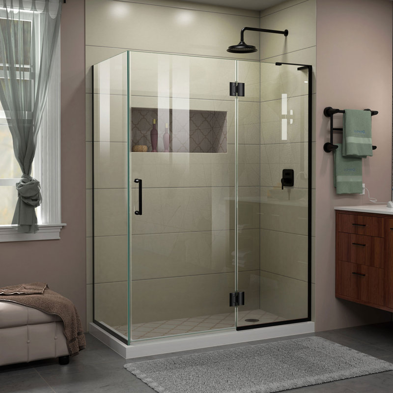 Unidoor-X 48.38" x 72" Rectangle Hinged Shower Enclosure, Chrome, Left Side