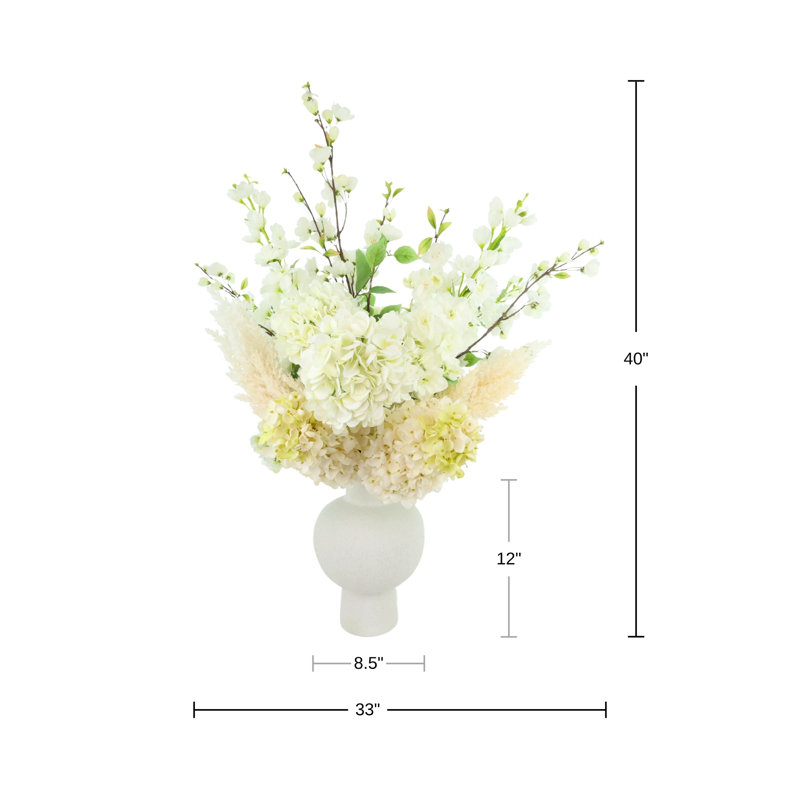 Cherry Blossom, Delphinium and Hydrangea Arrangement
