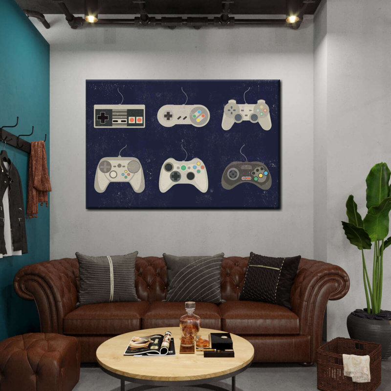 " Video Game Controller Evolution " by Logic Nerds, 12" H x 8" W x 1" D, Canvas