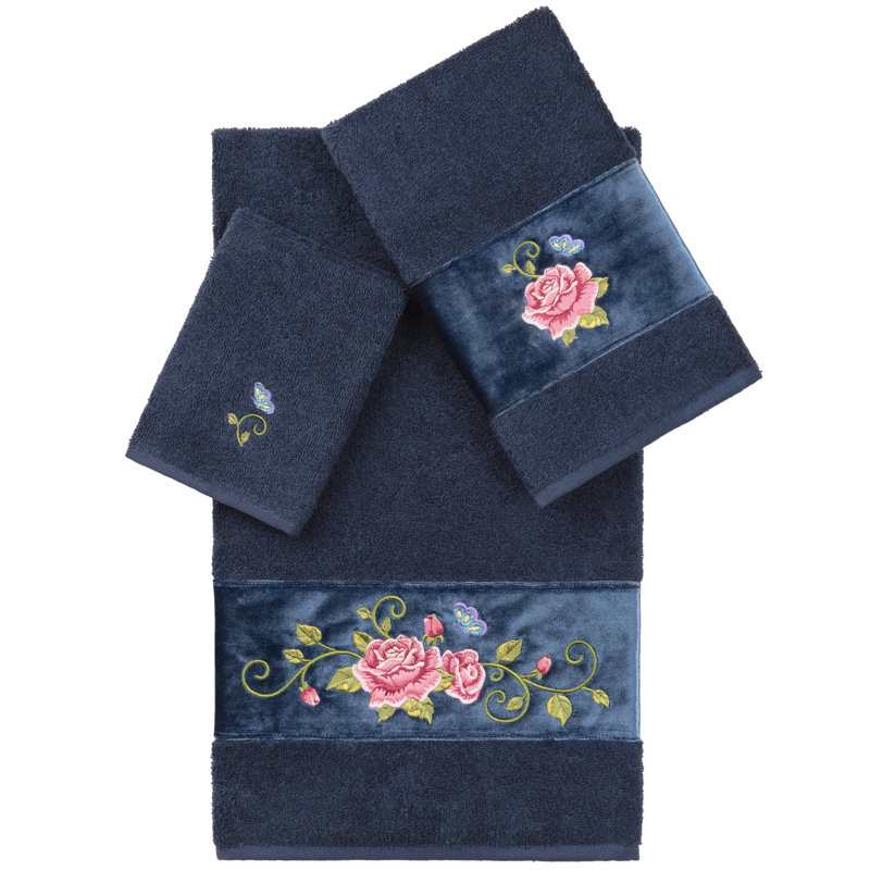 Rebecca 3 Piece Turkish Cotton Towel Set, Midnight Blue