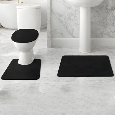 Soft Comfort Plush 3-piece Bath Rug Set With Non-skid Backing