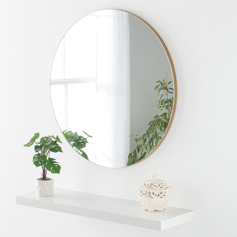Ivoryanna Wood Flat Wall Mirror, 50X50X2CM, Gold