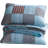 Plaid Patchwork Cotton Reversible Blue Quilt Set-1197064445