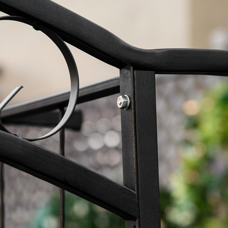 Treillis extérieur de 2,13 m (7 pi), en métal avec motif attrayant, pour cérémonies - Portail de jardin noir de 2,13 m (7 pi), au design séduisant.