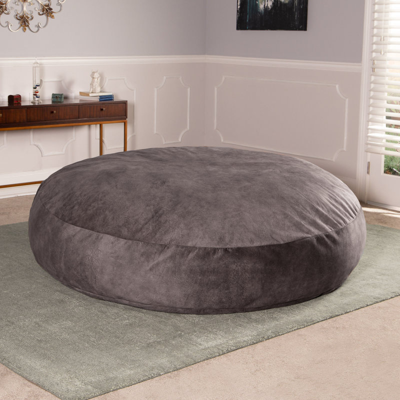 Cocon de 6 pieds Jaxx - lit à billes convertible et grand fauteuil à billes pour adultes , Microvelours étain