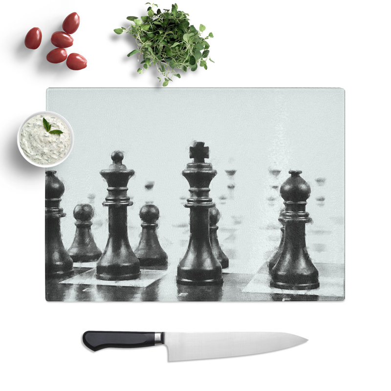 Chess Pieces Vol.2 Painting Chopping Board, 0.4cm H x 20cm W x 28.5cm L