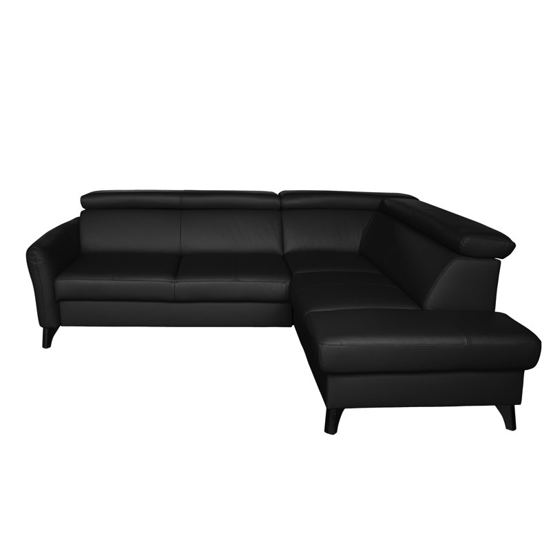 Victoria Upholstered Sleeper Corner Sofa with Ottoman, Right Hand Facing, Black