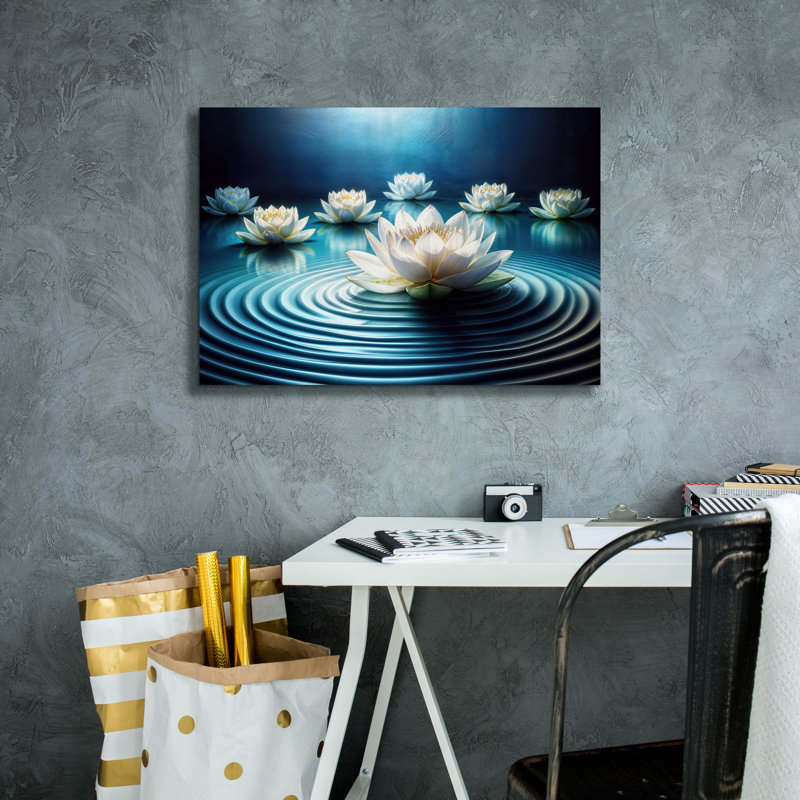  «Still Lotus Flowers» par Rey Klimt, art mural sur toile, 26 po x 18 po