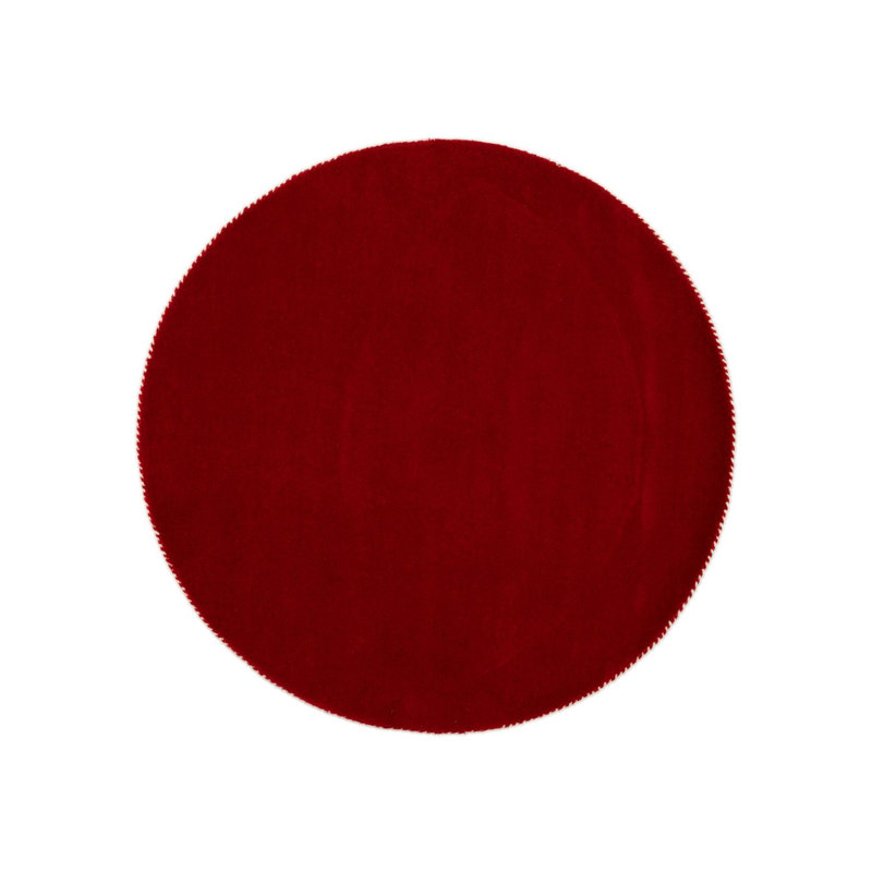 Solid Colour Wool Hand Woven Area Rug, Round 200cm, White / opaline