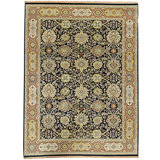 Hand Knotted Wool Area Rug in Blue And Rust