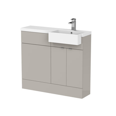Hudson Reed Fusion 1000mm Pebble Grey 2 Door Floor Standing Right-Hand Combination Unit With Basin
