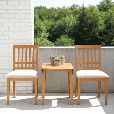 Ensemble de salle à manger 3 pièces pour 2 personnes, table pliante et 2 chaises rembourrées