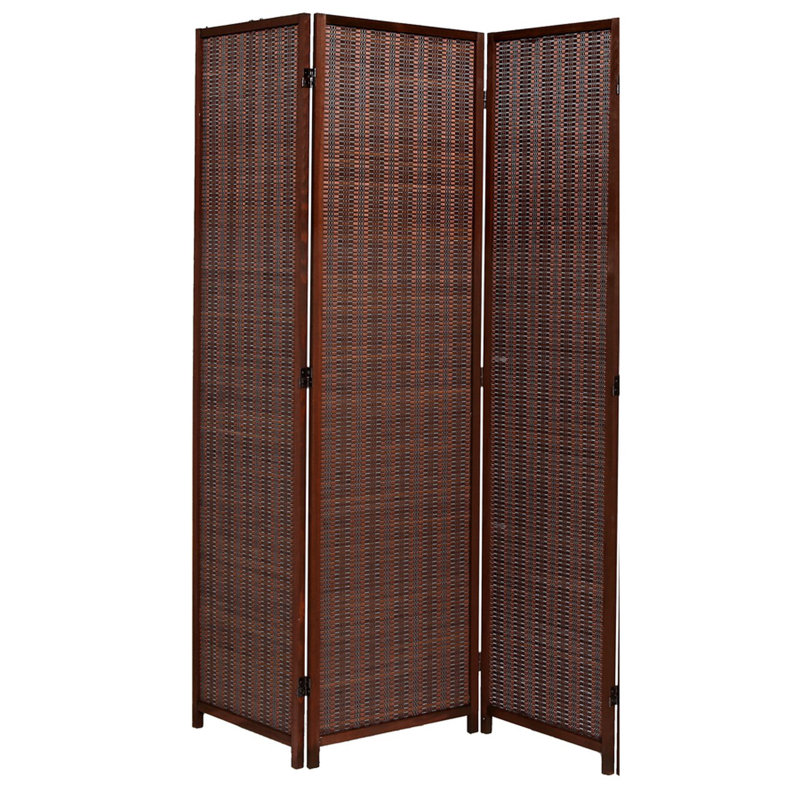 Paravent en bois massif Akridge, 3, Brun
