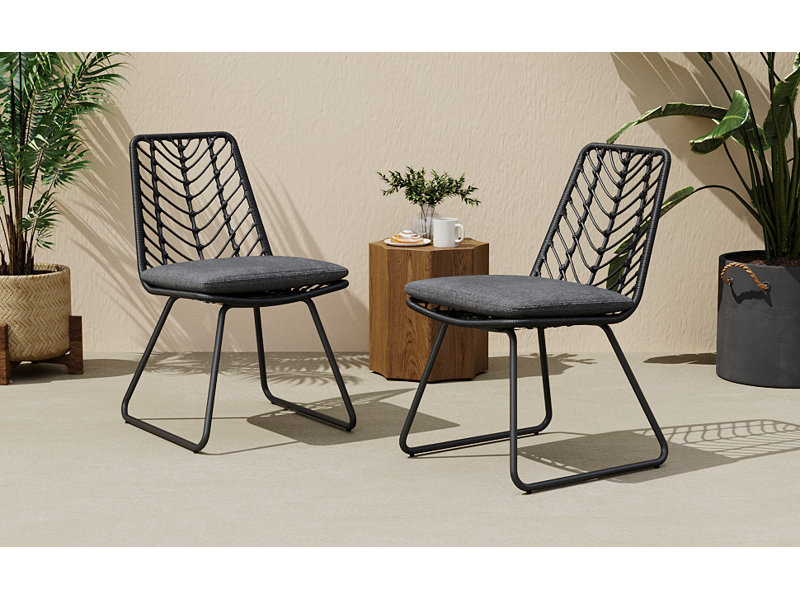 Chaise, 2 pièces avec 2 coussins, gris
