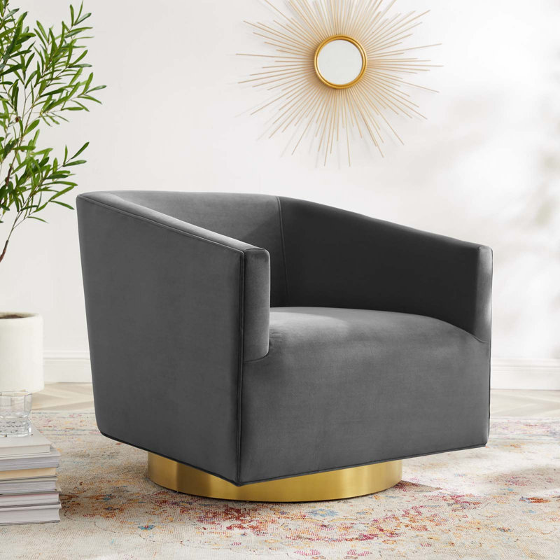 Twist Accent Lounge Performance Velvet Swivel Chair by Modway, Charcoal