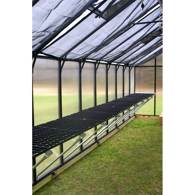 Monticello Black Aluminum Frame 8' x 20' Greenhouse with Solar Ventilation
