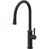 Davoli Pull-Down Kitchen Faucet with Button Sprayer - High Arc Spout