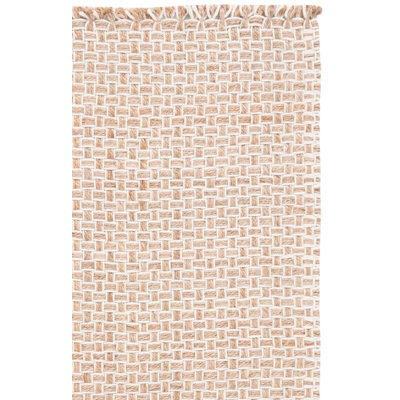 Tapis en jute / laine tissé à la main Datto en naturel / ivoire