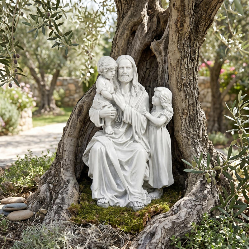 Statue de jardin Jésus aime les petits enfants