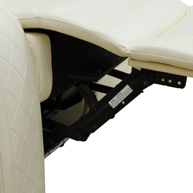 Fauteuil inclinable modulaire en cuir blanc clair, Similicuir crème